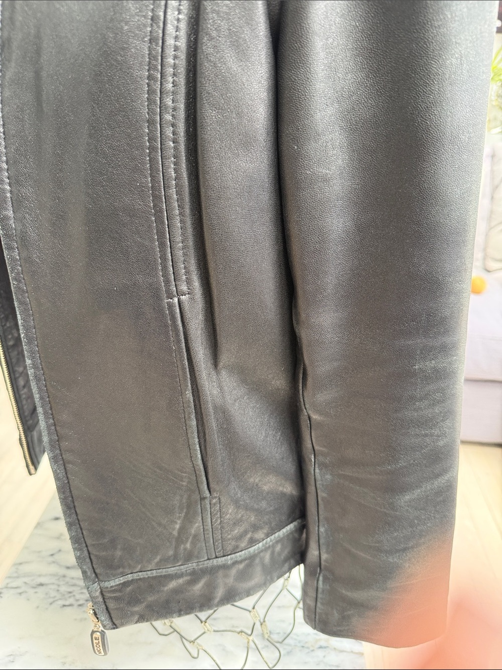 Classic Black Leather Zip Front Jacket - Picture 2 of 6